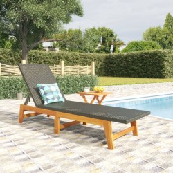 vidaXL Sonnenliege mit Tisch Poly Rattan und Massivholz Akazie 