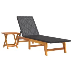 vidaXL Sonnenliege mit Tisch Poly Rattan und Massivholz Akazie 
