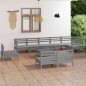 vidaXL 10-tlg. Garten-Lounge-Set Massivholz Kiefer Grau vidaXL 10-tlg. Garten-Lounge-Set Massivholz Kiefer Grau