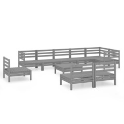 vidaXL 10-tlg. Garten-Lounge-Set Massivholz Kiefer Grau