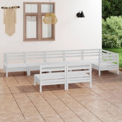 vidaXL 8-tlg. Garten-Lounge-Set Massivholz Kiefer Weiß