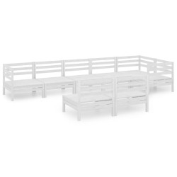 vidaXL 8-tlg. Garten-Lounge-Set Massivholz Kiefer Weiß