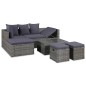4-tlg. Garten-Lounge-Set mit Auflagen Poly Rattan Grau 4-tlg. Garten-Lounge-Set mit Auflagen Poly Rattan Grau
