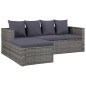 4-tlg. Garten-Lounge-Set mit Auflagen Poly Rattan Grau 4-tlg. Garten-Lounge-Set mit Auflagen Poly Rattan Grau