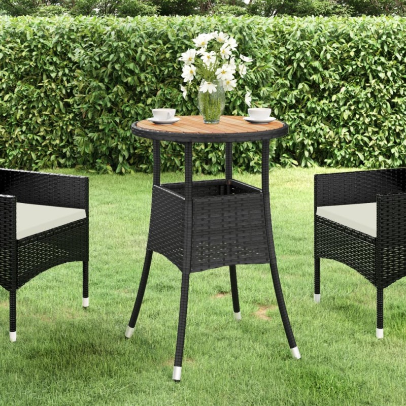 vidaXL Gartentisch Ø60x75 cm Akazienholz und Poly Rattan Schwarz vidaXL Gartentisch Ø60x75 cm Akazienholz und Poly Rattan Schwarz