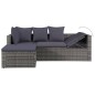 4-tlg. Garten-Lounge-Set mit Auflagen Poly Rattan Grau 4-tlg. Garten-Lounge-Set mit Auflagen Poly Rattan Grau