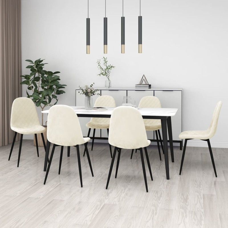 vidaXL Esszimmerstühle 6 Stk. Creme Samt vidaXL Esszimmerstühle 6 Stk. Creme Samt