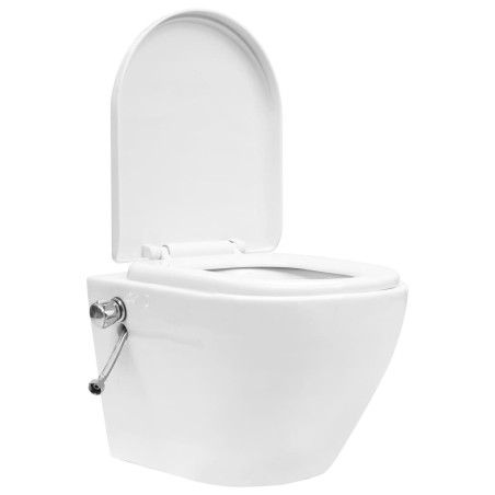 vidaXL Wand-WC ohne Spülrand mit Einbau-Spülkasten Keramik Weiß