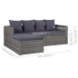 4-tlg. Garten-Lounge-Set mit Auflagen Poly Rattan Grau 4-tlg. Garten-Lounge-Set mit Auflagen Poly Rattan Grau