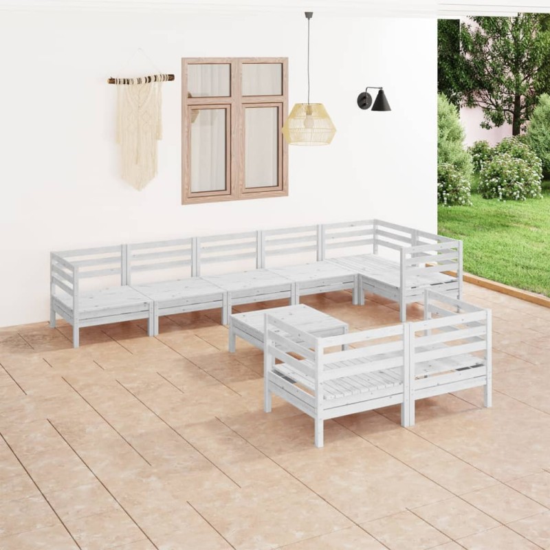 vidaXL 9-tlg. Garten-Lounge-Set Massivholz Kiefer Weiß vidaXL 9-tlg. Garten-Lounge-Set Massivholz Kiefer Weiß