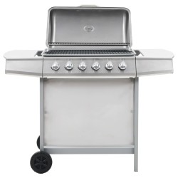 Gasgrill mit 6 Brennern Edelstahl Silbern