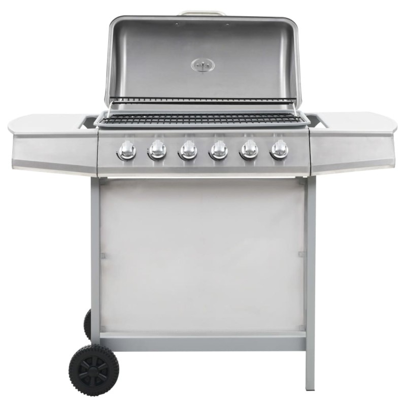 Gasgrill mit 6 Brennern Edelstahl Silbern Gasgrill mit 6 Brennern Edelstahl Silbern