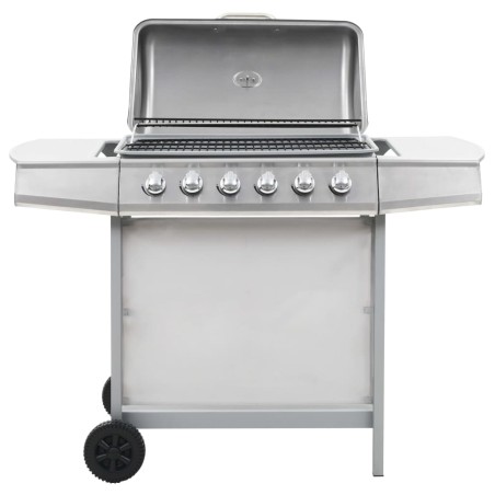 Gasgrill mit 6 Brennern Edelstahl Silbern
