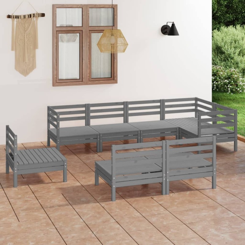 vidaXL 8-tlg. Garten-Lounge-Set Massivholz Kiefer Grau vidaXL 8-tlg. Garten-Lounge-Set Massivholz Kiefer Grau