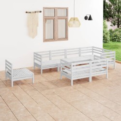 vidaXL 8-tlg. Garten-Lounge-Set Massivholz Kiefer Weiß