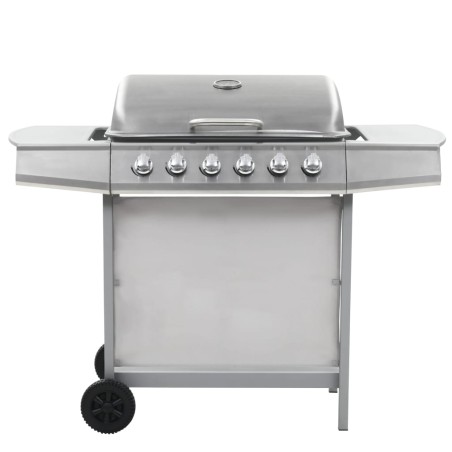 Gasgrill mit 6 Brennern Edelstahl Silbern