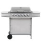 Gasgrill mit 6 Brennern Edelstahl Silbern Gasgrill mit 6 Brennern Edelstahl Silbern
