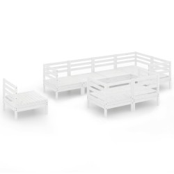 vidaXL 8-tlg. Garten-Lounge-Set Massivholz Kiefer Weiß