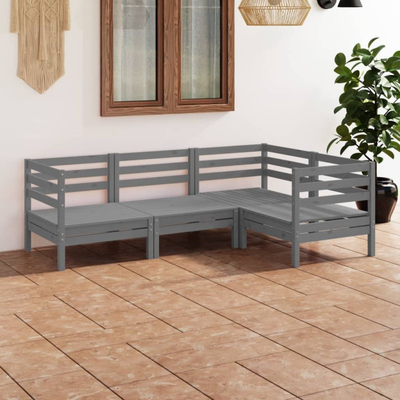 vidaXL 4-tlg. Garten-Lounge-Set Massivholz Kiefer Grau vidaXL 4-tlg. Garten-Lounge-Set Massivholz Kiefer Grau