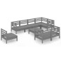 vidaXL 9-tlg. Garten-Lounge-Set Massivholz Kiefer Grau vidaXL 9-tlg. Garten-Lounge-Set Massivholz Kiefer Grau