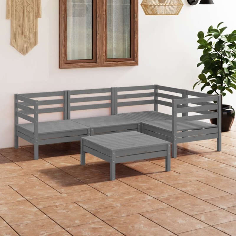 vidaXL 5-tlg. Garten-Lounge-Set Massivholz Kiefer Grau vidaXL 5-tlg. Garten-Lounge-Set Massivholz Kiefer Grau