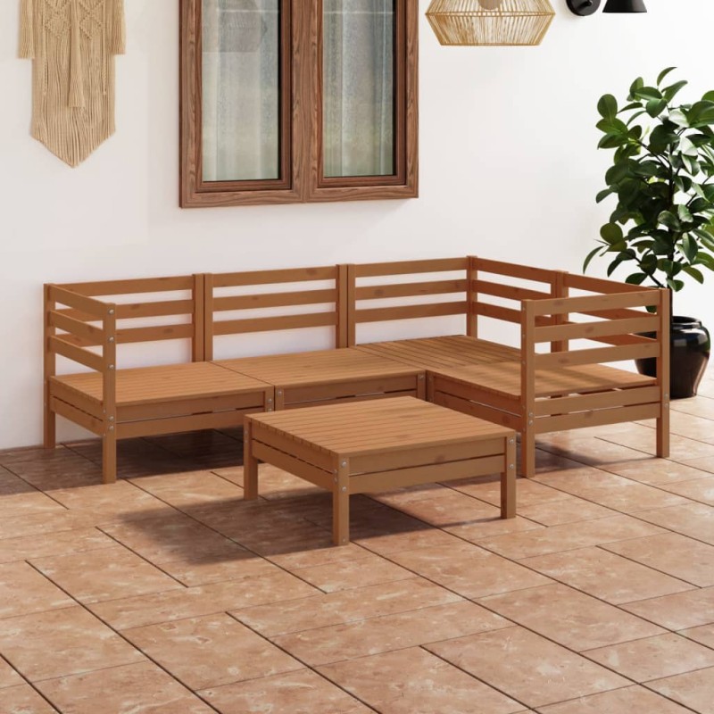 vidaXL 5-tlg. Garten-Lounge-Set Massivholz Kiefer Honigbraun vidaXL 5-tlg. Garten-Lounge-Set Massivholz Kiefer Honigbraun