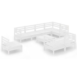 vidaXL 9-tlg. Garten-Lounge-Set Massivholz Kiefer Weiß