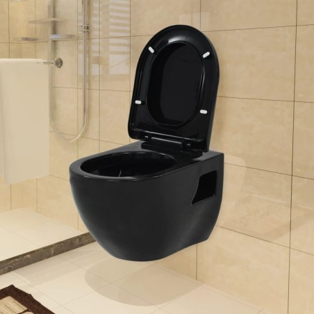 vidaXL Hänge-Toilette mit Einbau-Spülkasten Keramik Schwarz