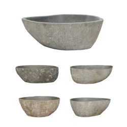vidaXL Waschbecken Flussstein Oval 37-46 cm 