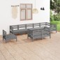 vidaXL 9-tlg. Garten-Lounge-Set Massivholz Kiefer Grau vidaXL 9-tlg. Garten-Lounge-Set Massivholz Kiefer Grau