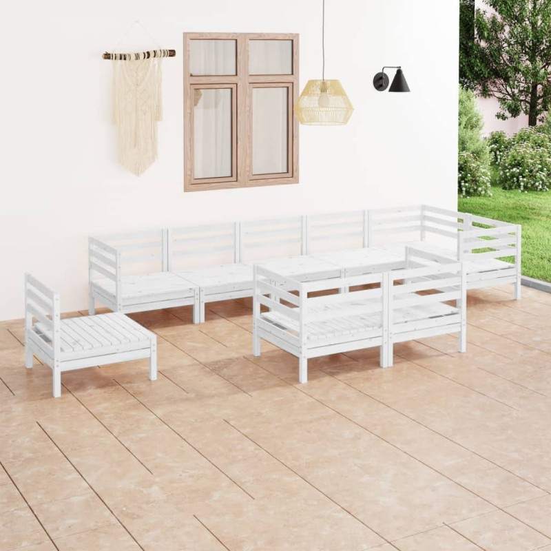 vidaXL 9-tlg. Garten-Lounge-Set Massivholz Kiefer Weiß vidaXL 9-tlg. Garten-Lounge-Set Massivholz Kiefer Weiß