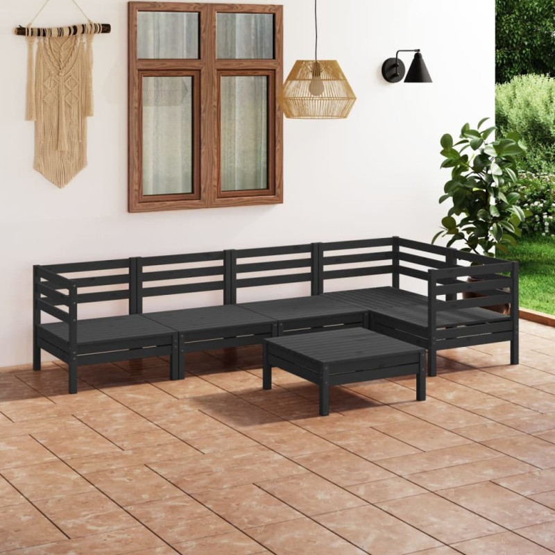 vidaXL 6-tlg. Garten-Lounge-Set Massivholz Kiefer Schwarz vidaXL 6-tlg. Garten-Lounge-Set Massivholz Kiefer Schwarz
