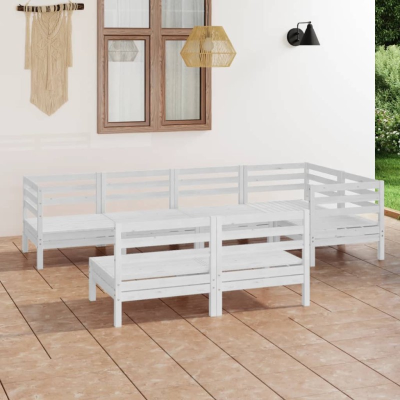 vidaXL 7-tlg. Garten-Lounge-Set Massivholz Kiefer Weiß vidaXL 7-tlg. Garten-Lounge-Set Massivholz Kiefer Weiß