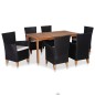 7-tlg. Garten-Essgruppe Poly Rattan Schwarz und Braun 7-tlg. Garten-Essgruppe Poly Rattan Schwarz und Braun