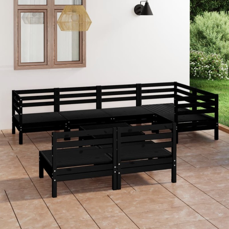 vidaXL 8-tlg. Garten-Lounge-Set Massivholz Kiefer Schwarz vidaXL 8-tlg. Garten-Lounge-Set Massivholz Kiefer Schwarz
