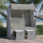 vidaXL Strandkorb mit Dach Poly Rattan und Massivholz Grau vidaXL Strandkorb mit Dach Poly Rattan und Massivholz Grau