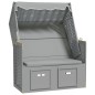 vidaXL Strandkorb mit Dach Poly Rattan und Massivholz Grau vidaXL Strandkorb mit Dach Poly Rattan und Massivholz Grau