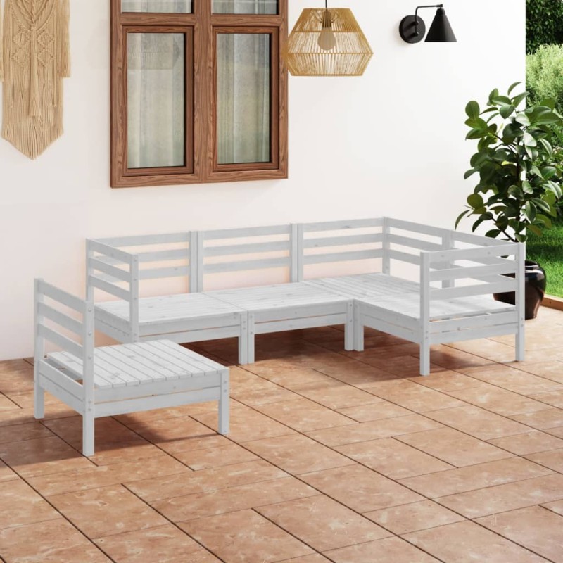 vidaXL 5-tlg. Garten-Lounge-Set Massivholz Kiefer Weiß vidaXL 5-tlg. Garten-Lounge-Set Massivholz Kiefer Weiß