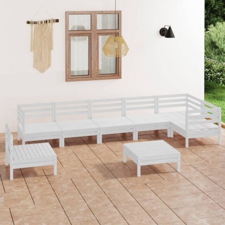 vidaXL 8-tlg. Garten-Lounge-Set Massivholz Kiefer Weiß