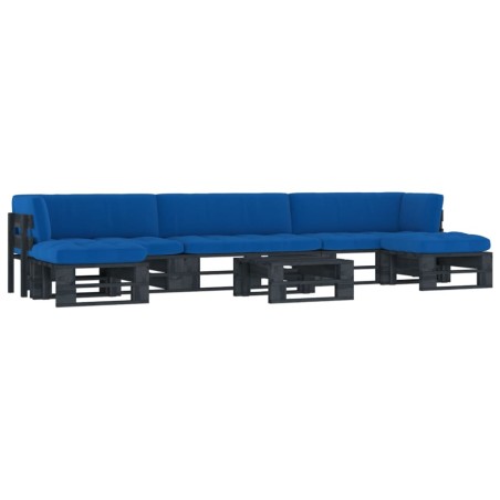 vidaXL 6-tlg. Paletten-Lounge-Set Schwarz Imprägniertes Kiefernholz