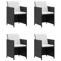 vidaXL 5-tlg. Garten-Essgruppe mit Auflagen Poly Rattan Schwarz
