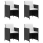 vidaXL 5-tlg. Garten-Essgruppe mit Auflagen Poly Rattan Schwarz vidaXL 5-tlg. Garten-Essgruppe mit Auflagen Poly Rattan Schwarz