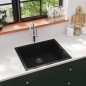 vidaXL Küchenspüle mit Überlauf Schwarz Granit vidaXL Küchenspüle mit Überlauf Schwarz Granit
