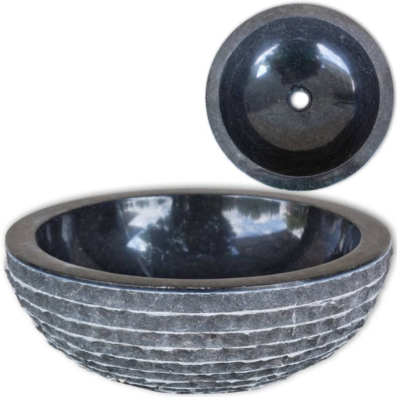 vidaXL Waschbecken Marmor 40 cm Schwarz vidaXL Waschbecken Marmor 40 cm Schwarz