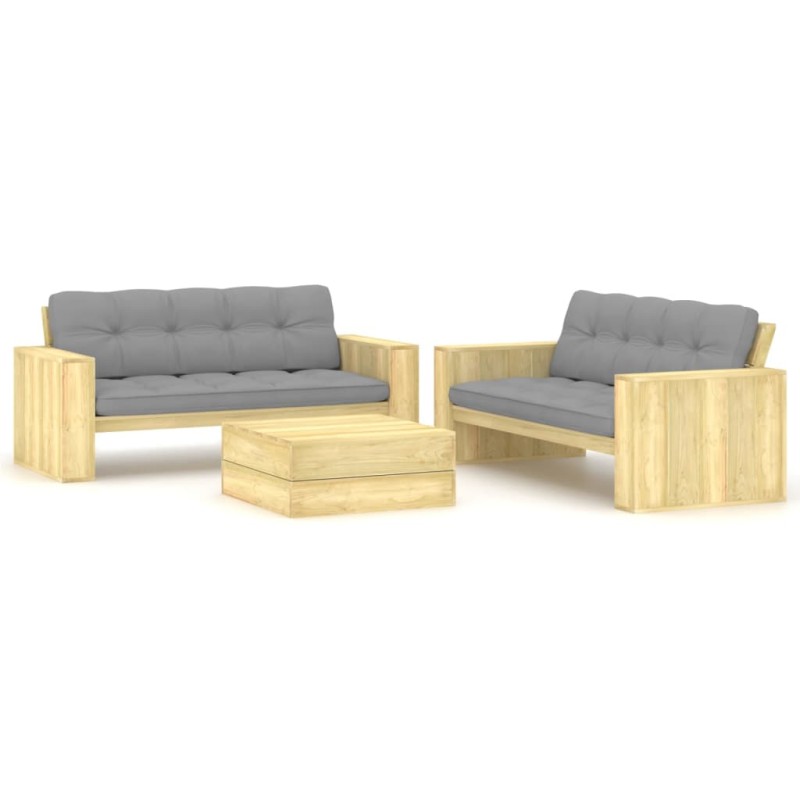 vidaXL 3-tlg. Garten-Lounge-Set mit Kissen Kiefernholz Imprägniert vidaXL 3-tlg. Garten-Lounge-Set mit Kissen Kiefernholz Imprägniert