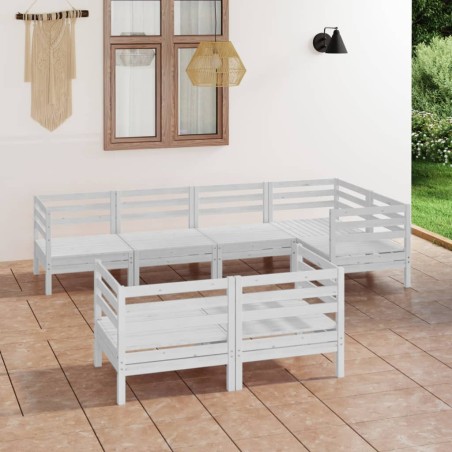vidaXL 7-tlg. Garten-Lounge-Set Massivholz Kiefer Weiß