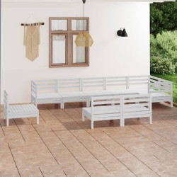 vidaXL 9-tlg. Garten-Lounge-Set Massivholz Kiefer Weiß