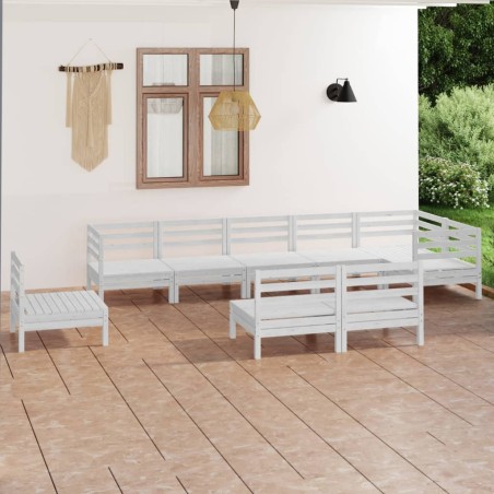 vidaXL 9-tlg. Garten-Lounge-Set Massivholz Kiefer Weiß