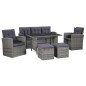 6-tlg. Garten-Lounge-Set mit Auflagen Poly Rattan Grau 6-tlg. Garten-Lounge-Set mit Auflagen Poly Rattan Grau