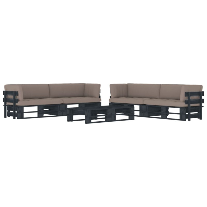 vidaXL 6-tlg. Paletten-Lounge-Set Schwarz Imprägniertes Kiefernholz vidaXL 6-tlg. Paletten-Lounge-Set Schwarz Imprägniertes Kiefernholz